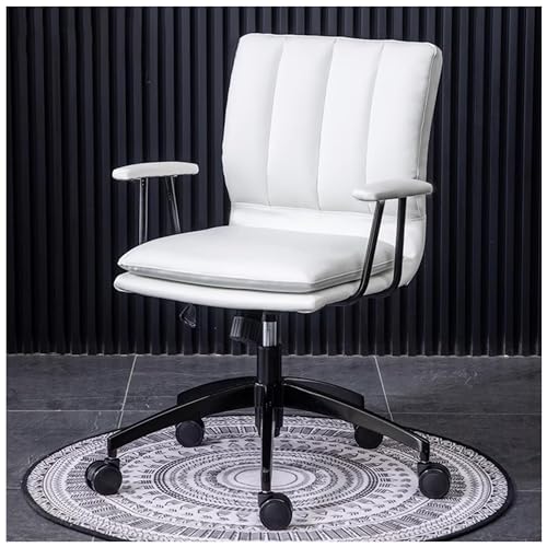 DGDHHSFJDJ Ergonomischer Drehstuhl aus Leder für das Homeoffice, mit Rollen und höhenverstellbarem gepolstertem Computersessel für Aufgaben, Schminktisch, bequem und stilvoll von DGDHHSFJDJ
