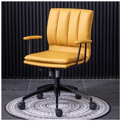 DGDHHSFJDJ Ergonomischer Drehstuhl aus Leder für das Homeoffice, mit Rollen und höhenverstellbarem gepolstertem Computersessel für Aufgaben, Schminktisch, bequem und stilvoll von DGDHHSFJDJ