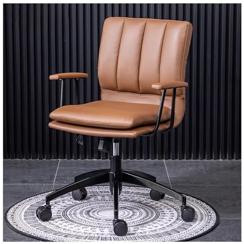 DGDHHSFJDJ Ergonomischer Drehstuhl aus Leder für das Homeoffice, mit Rollen und höhenverstellbarem gepolstertem Computersessel für Aufgaben, Schminktisch, bequem und stilvoll von DGDHHSFJDJ