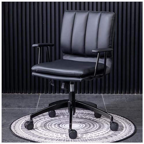 DGDHHSFJDJ Ergonomischer Drehstuhl aus Leder für das Homeoffice, mit Rollen und höhenverstellbarem gepolstertem Computersessel für Aufgaben, Schminktisch, bequem und stilvoll von DGDHHSFJDJ