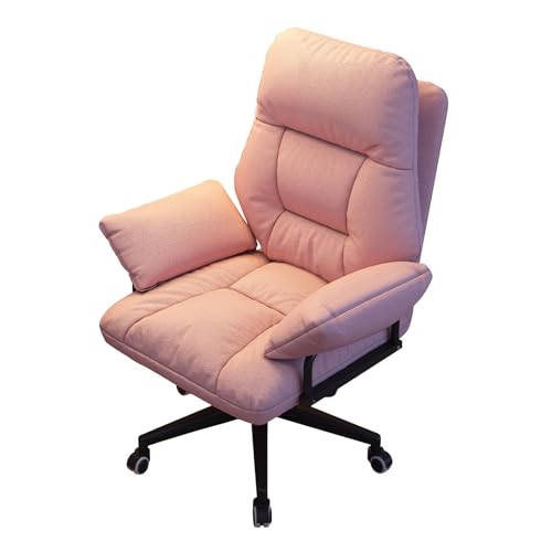 DGDHHSFJDJ Ergonomischer Liege-Schreibtischstuhl mit weich gepolsterter Sitzfläche, höhenverstellbar und Rollen, bequemer Home-Office-Studierstuhl zum Entspannen am Computer, Beige von DGDHHSFJDJ