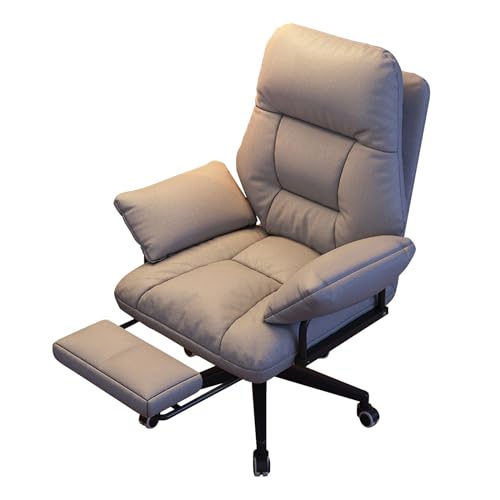 DGDHHSFJDJ Ergonomischer Liege-Schreibtischstuhl mit weich gepolsterter Sitzfläche, höhenverstellbar und Rollen, bequemer Home-Office-Studierstuhl zum Entspannen am Computer, Beige von DGDHHSFJDJ