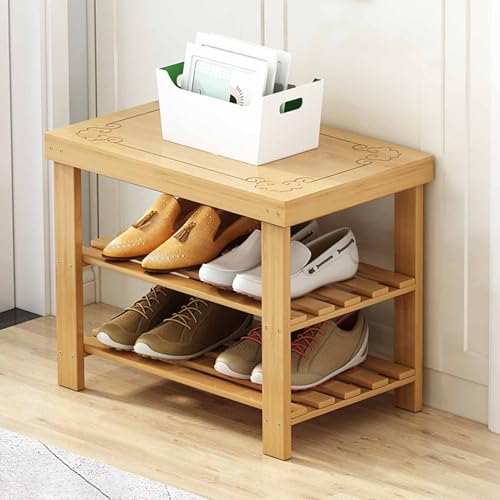 DGDHHSFJDJ Farmhouse Schuhregalbank, 3-stöckige Schuhaufbewahrungsbank, Eingangsbank aus Bambus für Eingang, Flur, Schlafzimmer, Wohnzimmer, Hellbraun DGDHHSFJDJ Farmhouse Schuhregalbank, 3-stöckige Schuhaufbewahrungsbank, Eingangsbank aus Bambus für Eingang, Flur, Schlafzimmer, Wohnzimmer, Hellbraun von DGDHHSFJDJ
