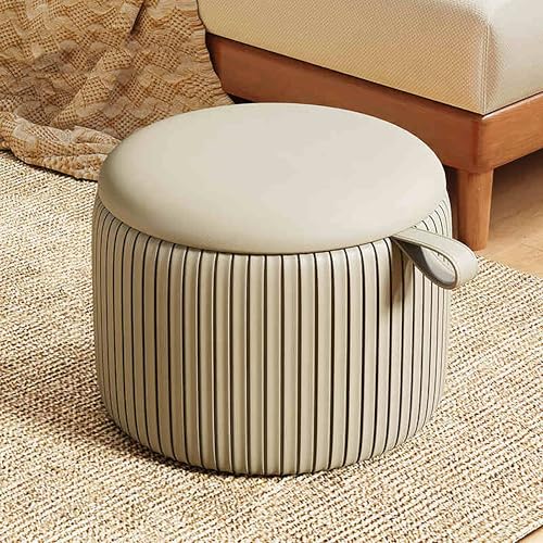 DGDHHSFJDJ Fußhocker aus Leder, runder Ottoman, gepolsterte Fußstütze, kleine Couchtischbank, Wohnheim-Essentials von DGDHHSFJDJ