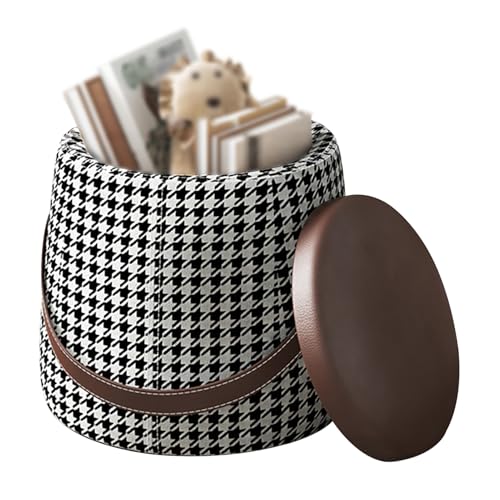 DGDHHSFJDJ Fußhocker aus Leder mit abnehmbarem Deckel, kleine Ottomane, Bank für Wohnzimmer, Frisiertisch, Schminkstuhl, Sitzkissen, Fußstütze mit Stauraum, kompaktes Design, 32 x 32 x 28 cm von DGDHHSFJDJ