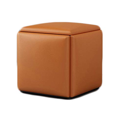 DGDHHSFJDJ Gelber quadratischer Lederhocker – multifunktionaler Würfel-Fußhocker für das Wohnzimmer, platzsparender Ottoman mit gepolsterter Sitzfläche, stilvolles Sofa-Accessoire von DGDHHSFJDJ