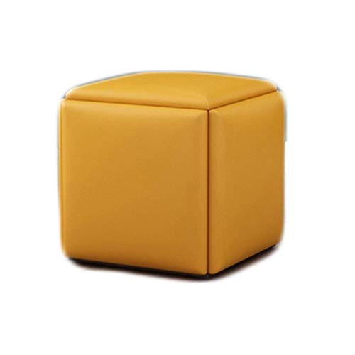 DGDHHSFJDJ Gelber quadratischer Lederhocker – multifunktionaler Würfel-Fußhocker für das Wohnzimmer, platzsparender Ottoman mit gepolsterter Sitzfläche, stilvolles Sofa-Accessoire von DGDHHSFJDJ
