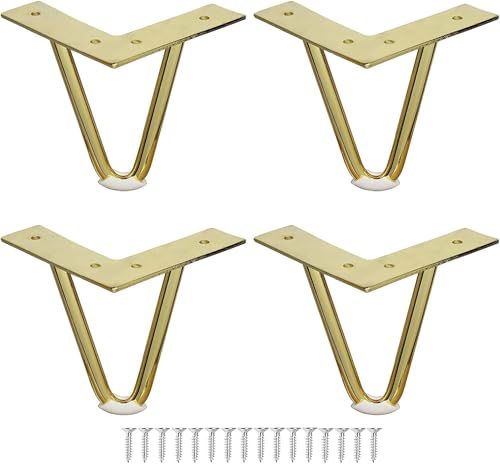 DGDHHSFJDJ Goldene Gabelbeine, 15 cm, langlebige Tischfüße für Couchtisch, Schrank, Stuhl, Sofa, TV-Ständer, DIY-Möbel, mit Schrauben und Bodenschonern von DGDHHSFJDJ