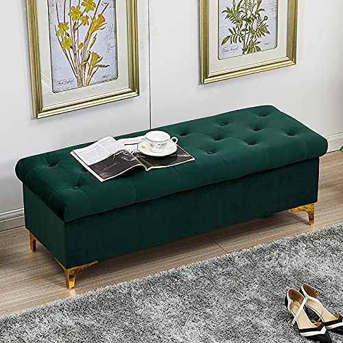 DGDHHSFJDJ Hochwertige Ottomanenbank mit Stauraum aus Samt – Moderner gepolsterter Fußhocker für Wohnzimmer, Schlafzimmer und Flur – Multifunktionale Schuhbank – Weinrot 60 x 45 x 40 cm von DGDHHSFJDJ