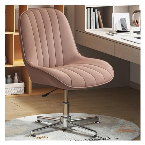 DGDHHSFJDJ Höhenverstellbarer Bürostuhl ohne Armlehnen mit hoher Rückenlehne, Drehstuhl für Büro und Schlafzimmer (ohne Rollen), Größe Hellgrau/Rosa von DGDHHSFJDJ