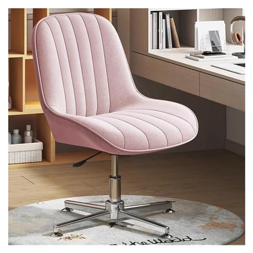 DGDHHSFJDJ Höhenverstellbarer Bürostuhl ohne Armlehnen mit hoher Rückenlehne, Drehstuhl für Büro und Schlafzimmer (ohne Rollen), Größe Hellgrau/Rosa von DGDHHSFJDJ