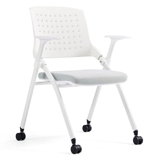 DGDHHSFJDJ Klappbare Konferenzraumstühle mit Rädern, Netzrückenlehne, Armlehnen und tragbar – Klappbare Bürostühle für Konferenzraumstühle, Bürogäste-, Empfangs- und Besprechungsstühle – 150 kg von DGDHHSFJDJ