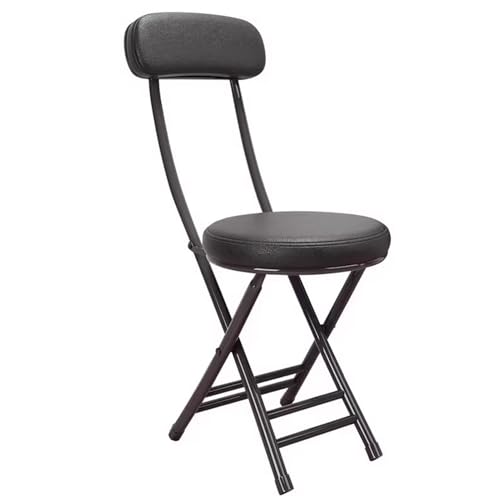 DGDHHSFJDJ Klappbarer Barhocker mit Metallrahmen und Rückenlehne – Gepolsterter runder Hocker aus PU-Leder, Tragkraft 136 kg, tragbares Design, Sitzhöhe 47 cm von DGDHHSFJDJ