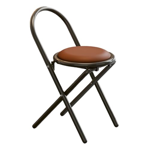 DGDHHSFJDJ Klappbarer Barhocker mit Rückenlehne und gepolstertem PU-Leder – rundes Sitzkissen für Schlafzimmer, Wohnzimmer und Schminktische, tragbares Design, Höhe 47 cm DGDHHSFJDJ Klappbarer Barhocker mit Rückenlehne und gepolstertem PU-Leder – rundes Sitzkissen für Schlafzimmer, Wohnzimmer und Schminktische, tragbares Design, Höhe 47 cm von DGDHHSFJDJ