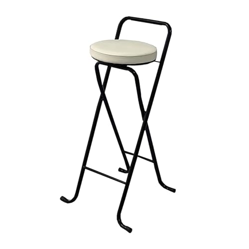 DGDHHSFJDJ Klapphocker mit Rückenlehne für Küche, Bar oder Garten, Camping, tragbar, kompakt, rund, gepolstert, hoher Klappstuhl von DGDHHSFJDJ