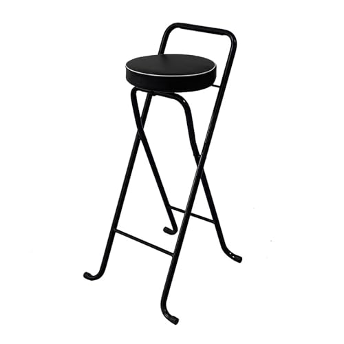 DGDHHSFJDJ Klapphocker mit Rückenlehne für Küche, Bar oder Garten, Camping, tragbar, kompakt, rund, gepolstert, hoher Klappstuhl von DGDHHSFJDJ
