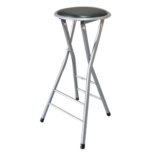DGDHHSFJDJ Klappstuhl ohne Rückenlehne, tragbarer Klapphocker, hohe Barhocker, runder Küchenhochstuhl in Thekenhöhe (24/28 Zoll) mit Fußstütze von DGDHHSFJDJ