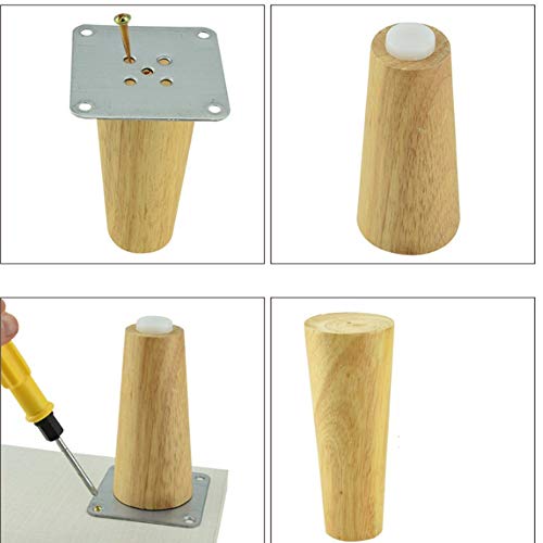 DGDHHSFJDJ Konische Möbelbeine aus Massivholz – 15 cm Ersatzfüße für Sofa, Stuhl, Tisch und Schrank mit Montageplatte, Anti-Rutsch-Matten, langlebiges und stilvolles Design von DGDHHSFJDJ