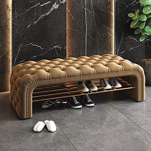 DGDHHSFJDJ Luxuriöse, mit Samt gepolsterte Eingangsbank mit Knopfheftung und Schuhablage, Moderne, Bequeme Sitzbank für das Fußende des Bettes in Hellblau, 100 x 40 x 45 cm DGDHHSFJDJ Luxuriöse, mit Samt gepolsterte Eingangsbank mit Knopfheftung und Schuhablage, Moderne, Bequeme Sitzbank für das Fußende des Bettes in Hellblau, 100 x 40 x 45 cm von DGDHHSFJDJ