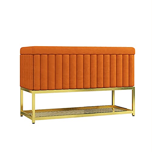DGDHHSFJDJ Luxuriöse Ottomane aus Samt mit Metallregal, moderner Eingangsbereich für Schuhe und Accessoires (80 x 47 x 35 cm), stilvolle Wohnmöbellösung von DGDHHSFJDJ