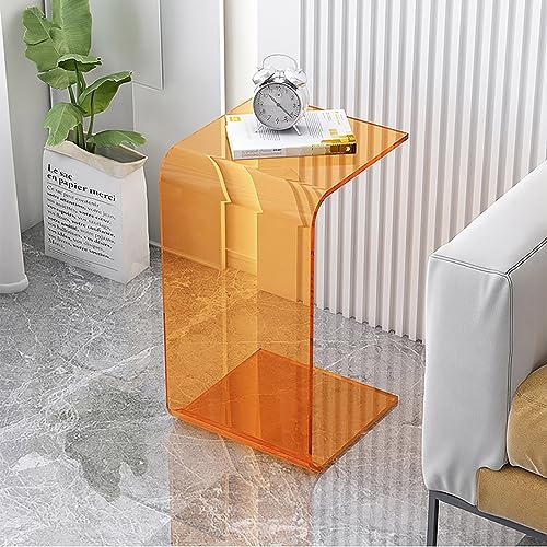 DGDHHSFJDJ Moderner C-förmiger Beistelltisch, 30 x 30 x 60 cm, Leuchtend orangefarbenes Acryl. Schlankes, transparentes Design wertet Wohnräume als funktionale Dekoration auf von DGDHHSFJDJ