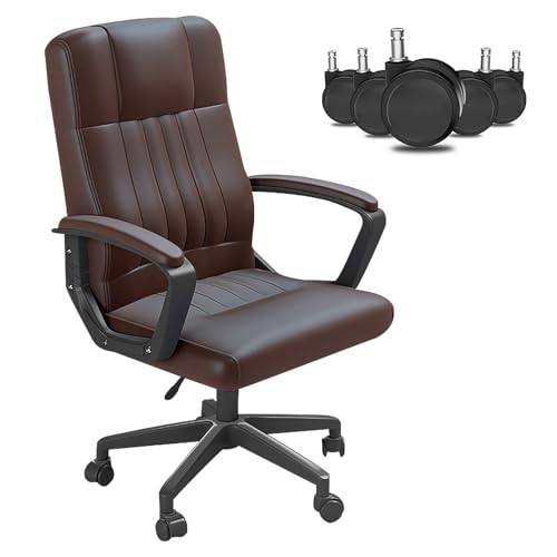 DGDHHSFJDJ Moderner Computer-/Bürostuhl – höhenverstellbar mit breiter Sitzfläche und Rädern, Drehstuhl aus PU-Leder für Zuhause von DGDHHSFJDJ