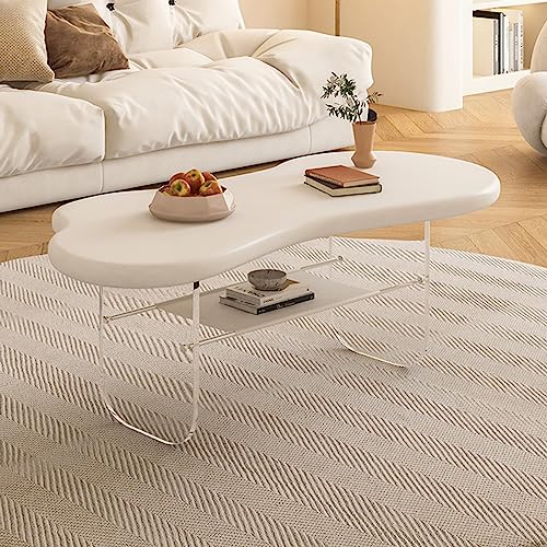 DGDHHSFJDJ Moderner Couchtisch in Wolkenform mit MDF-Platte, Beinen aus klarem Acryl, offenem Ablagefach für Wohnzimmer und Büro, stilvolles Design (100 x 50 x 42 cm) von DGDHHSFJDJ