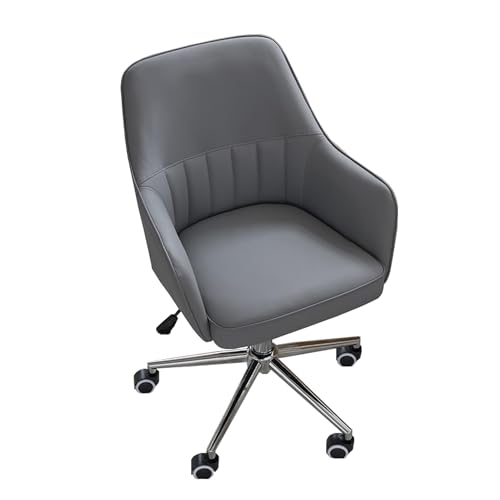 DGDHHSFJDJ Moderner Drehstuhl aus Leder für das Homeoffice, höhenverstellbar, ergonomischer Computersessel für Schlafzimmer, Arbeitszimmer, kleine Räume, gepolsterter Arbeitsstuhl mit Rollen von DGDHHSFJDJ