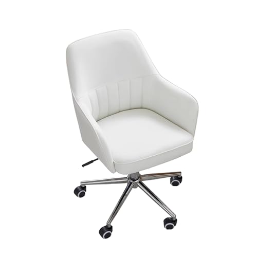 DGDHHSFJDJ Moderner Drehstuhl aus Leder für das Homeoffice, höhenverstellbar, ergonomischer Computersessel für Schlafzimmer, Arbeitszimmer, kleine Räume, gepolsterter Arbeitsstuhl mit Rollen von DGDHHSFJDJ