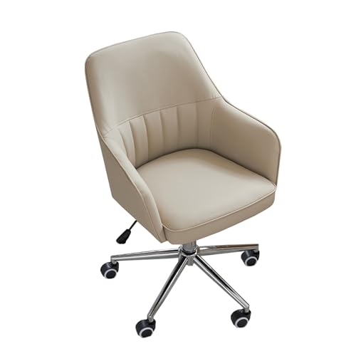 DGDHHSFJDJ Moderner Drehstuhl aus Leder für das Homeoffice, höhenverstellbar, ergonomischer Computersessel für Schlafzimmer, Arbeitszimmer, kleine Räume, gepolsterter Arbeitsstuhl mit Rollen von DGDHHSFJDJ