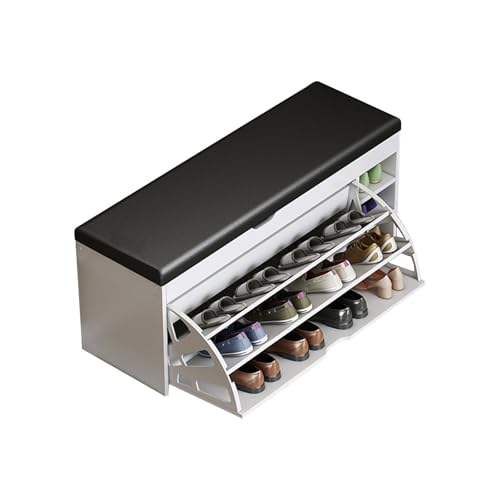 DGDHHSFJDJ Moderner Flip-Schuhschrank mit 3 Schubladen, Schuhregal aus Holz mit verstecktem Stauraum, 3-stufiger großer Raum, gepolstertes Sitzkissen, stilvoller Eingangsbereich von DGDHHSFJDJ