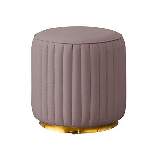 DGDHHSFJDJ Moderner Kleiner runder Lederhocker mit vergoldetem Sockel, stilvoller Fußhocker für Sofa, hellgraues Würfeldesign, perfekt für Wohnzimmer und Schlafzimmer – 33 x 35 cm von DGDHHSFJDJ