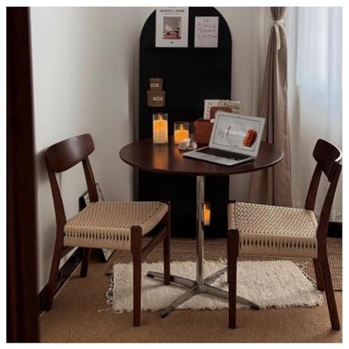 DGDHHSFJDJ Moderner runder Esstisch mit Holzplatte und Metallgestell. Bietet Platz für 4–6 Personen. Kompakter Couchtisch für kleine Räume. Walnuss-Finish. Perfekt für Wohnzimmer und Esszimmer. von DGDHHSFJDJ