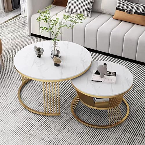 DGDHHSFJDJ Modernes, rundes Couchtisch-Set mit 2 Stück – stilvolle Akzent-Beistelltische mit Ablagefläche, stapelbarem Design, gesinterter Steinplatte und Metallrahmen für kleine Wohnzimmer DGDHHSFJDJ Modernes, rundes Couchtisch-Set mit 2 Stück – stilvolle Akzent-Beistelltische mit Ablagefläche, stapelbarem Design, gesinterter Steinplatte und Metallrahmen für kleine Wohnzimmer von DGDHHSFJDJ