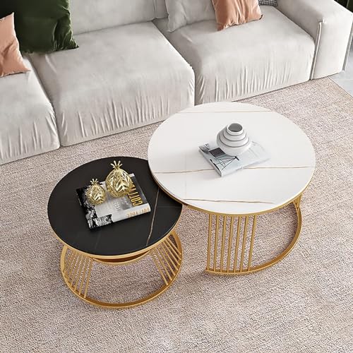 DGDHHSFJDJ Modernes rundes Couchtisch-Set zum Ineinanderstapeln – 2 stilvolle stapelbare Beistelltische mit Ablagefläche, Metallrahmen und Schieferplatte für kleine Räume, Wohnzimmerdekor DGDHHSFJDJ Modernes rundes Couchtisch-Set zum Ineinanderstapeln – 2 stilvolle stapelbare Beistelltische mit Ablagefläche, Metallrahmen und Schieferplatte für kleine Räume, Wohnzimmerdekor von DGDHHSFJDJ