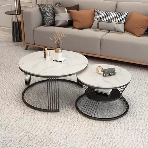 DGDHHSFJDJ Modernes rundes Couchtisch-Set zum Ineinanderstapeln – 2 stilvolle stapelbare Beistelltische mit Ablagefläche, Metallrahmen und Schieferplatte für kleine Räume, Wohnzimmerdekor DGDHHSFJDJ Modernes rundes Couchtisch-Set zum Ineinanderstapeln – 2 stilvolle stapelbare Beistelltische mit Ablagefläche, Metallrahmen und Schieferplatte für kleine Räume, Wohnzimmerdekor von DGDHHSFJDJ