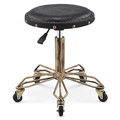 DGDHHSFJDJ Retro-Bürostuhl aus PU-Leder, höhenverstellbar mit 360°-Drehgelenk und Rollen, vielseitiger Arbeitsstuhl für Zuhause/Bar/Schlafzimmer von DGDHHSFJDJ