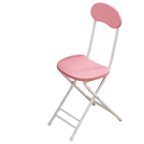 DGDHHSFJDJ Rosa tragbarer, zusammenklappbarer Barhocker mit Rückenlehne – Frühstückshocker für die Küche Erwachsene, Tragkraft 100 kg für Camping und Garten, Sitzhöhe 45 cm von DGDHHSFJDJ