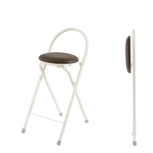 DGDHHSFJDJ Runder, klappbarer Barhocker mit Rückenlehne – Tragbarer, gepolsterter Frühstückshocker, Tragkraft 120 kg für Küche und Garten, Sitzhöhe 61 cm von DGDHHSFJDJ