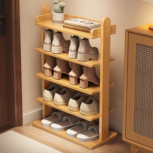 DGDHHSFJDJ Schmaler Schuhschrank mit abgerundeten S, dicken Säulen, mehrfarbiges Schuhregal aus Holz für Eingangsbereiche und schmale Räume (Walnuss, 20,5 x 46,5 Zoll) – stilvolle Aufbewahrungslösung von DGDHHSFJDJ