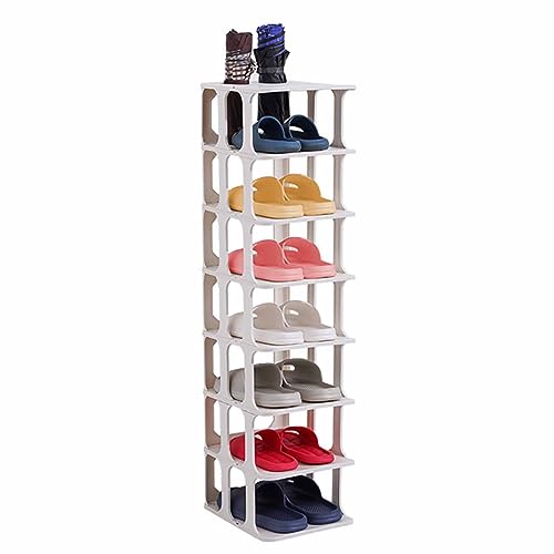 DGDHHSFJDJ Schmaler weißer Schuhschrank, stapelbare Fluraufbewahrung mit herausnehmbaren Regalen. Platzsparendes mehrschichtiges Regal für Eingangsbereiche von DGDHHSFJDJ