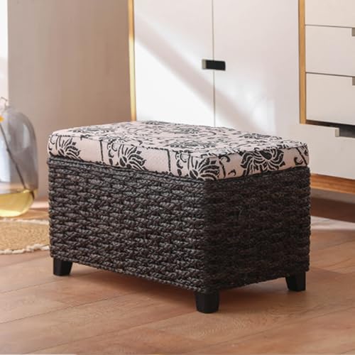 DGDHHSFJDJ Schuhbank aus Massivholz, schwarz, 50 x 30 cm, Stauraum mit gepolsterter Sitzfläche für Eingangsbereiche, Flure und Schlafzimmer von DGDHHSFJDJ