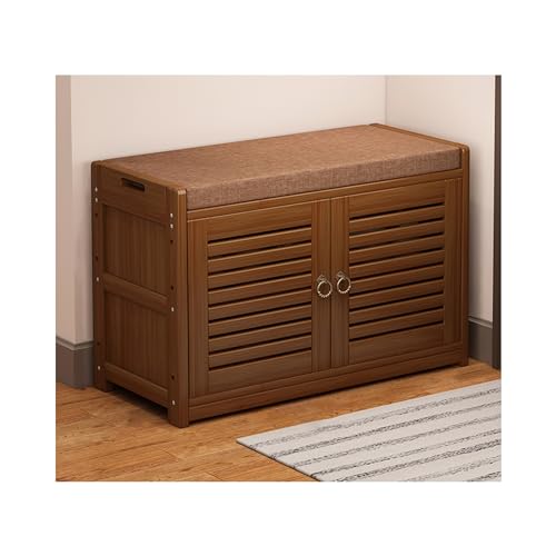 DGDHHSFJDJ Schuhregal-Aufbewahrungsbank aus Holz mit 2-türigem Schrank, Eingangsbank mit Kissen, für Flur, Wohnzimmer, Badezimmer, Garage, Schlafzimmer DGDHHSFJDJ Schuhregal-Aufbewahrungsbank aus Holz mit 2-türigem Schrank, Eingangsbank mit Kissen, für Flur, Wohnzimmer, Badezimmer, Garage, Schlafzimmer von DGDHHSFJDJ