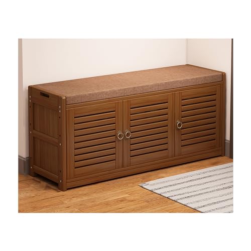DGDHHSFJDJ Schuhregal-Aufbewahrungsbank aus Holz mit 2-türigem Schrank, Eingangsbank mit Kissen, für Flur, Wohnzimmer, Badezimmer, Garage, Schlafzimmer DGDHHSFJDJ Schuhregal-Aufbewahrungsbank aus Holz mit 2-türigem Schrank, Eingangsbank mit Kissen, für Flur, Wohnzimmer, Badezimmer, Garage, Schlafzimmer von DGDHHSFJDJ