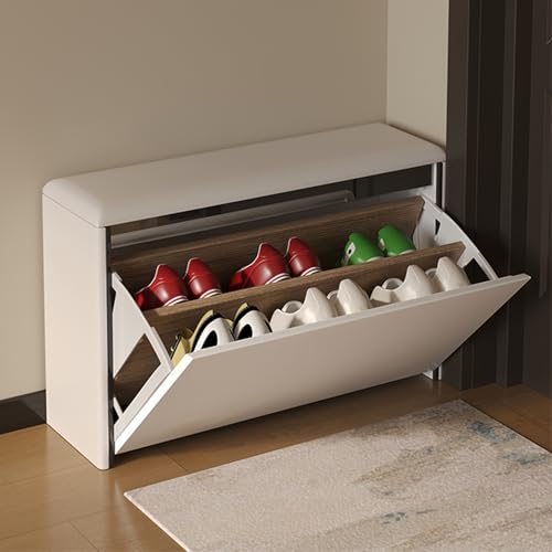 DGDHHSFJDJ Schuhregalbank aus Holz im Landhausstil mit gepolsterter Sitzfläche und versteckten Ablageflächen für Eingangsbereich, Wohnzimmer und Flur – modernes graues Finish DGDHHSFJDJ Schuhregalbank aus Holz im Landhausstil mit gepolsterter Sitzfläche und versteckten Ablageflächen für Eingangsbereich, Wohnzimmer und Flur – modernes graues Finish von DGDHHSFJDJ