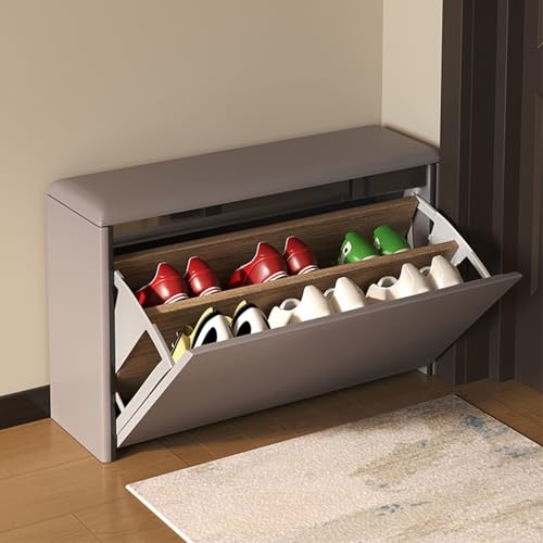 DGDHHSFJDJ Schuhregalbank aus Holz im Landhausstil mit gepolsterter Sitzfläche und versteckten Ablageflächen für Eingangsbereich, Wohnzimmer und Flur – modernes graues Finish DGDHHSFJDJ Schuhregalbank aus Holz im Landhausstil mit gepolsterter Sitzfläche und versteckten Ablageflächen für Eingangsbereich, Wohnzimmer und Flur – modernes graues Finish von DGDHHSFJDJ