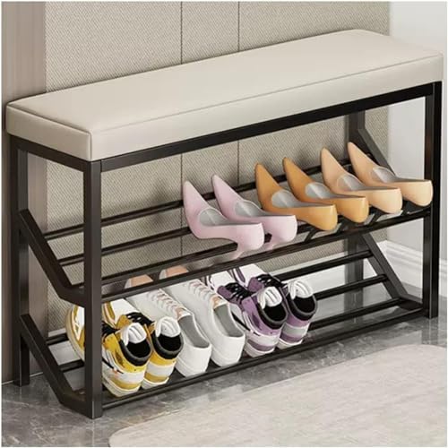 DGDHHSFJDJ Schuhschrank, Schränke, Flur, schmaler Schrank, Schränke, Flure, Slimline, 2-stufige industrielle Schuhregalbank mit Metallregalen und Sitz, Eingangsständer für Flur, Schuhaufbewahrung DGDHHSFJDJ Schuhschrank, Schränke, Flur, schmaler Schrank, Schränke, Flure, Slimline, 2-stufige industrielle Schuhregalbank mit Metallregalen und Sitz, Eingangsständer für Flur, Schuhaufbewahrung von DGDHHSFJDJ
