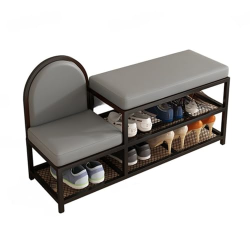 DGDHHSFJDJ Schwarze Schuhregalbank mit gepolsterter Sitzfläche und 2-stufigem Aufbewahrungs-Organizer für Wohnzimmer, Schlafzimmer, Flur, 47,2 x 19,7 Zoll DGDHHSFJDJ Schwarze Schuhregalbank mit gepolsterter Sitzfläche und 2-stufigem Aufbewahrungs-Organizer für Wohnzimmer, Schlafzimmer, Flur, 47,2 x 19,7 Zoll von DGDHHSFJDJ