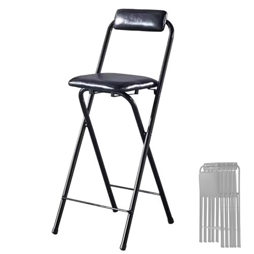 DGDHHSFJDJ Schwarzer, mit PU-Leder gepolsterter, klappbarer Barhocker – Thekenhöhe für Küchen, Bars und Hochstühle, Sitzbreite 75 cm von DGDHHSFJDJ