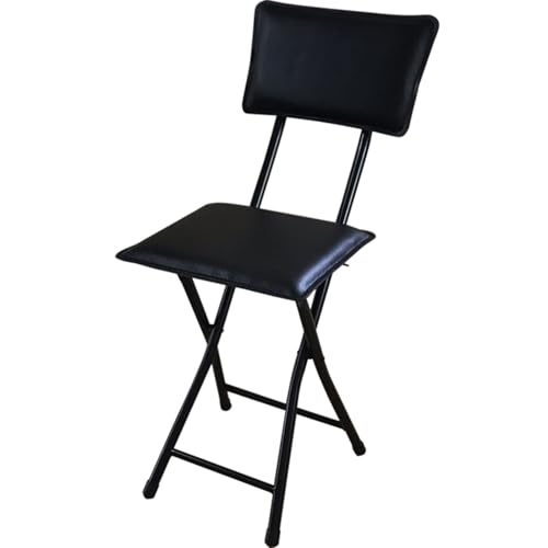 DGDHHSFJDJ Schwarzer, quadratischer, gepolsterter, klappbarer Barhocker mit Rückenlehne – Tragbarer Stuhl in Thekenhöhe für Camping und Küchen im Freien, Sitzfläche aus robustem Metallrahmen, 45 cm von DGDHHSFJDJ